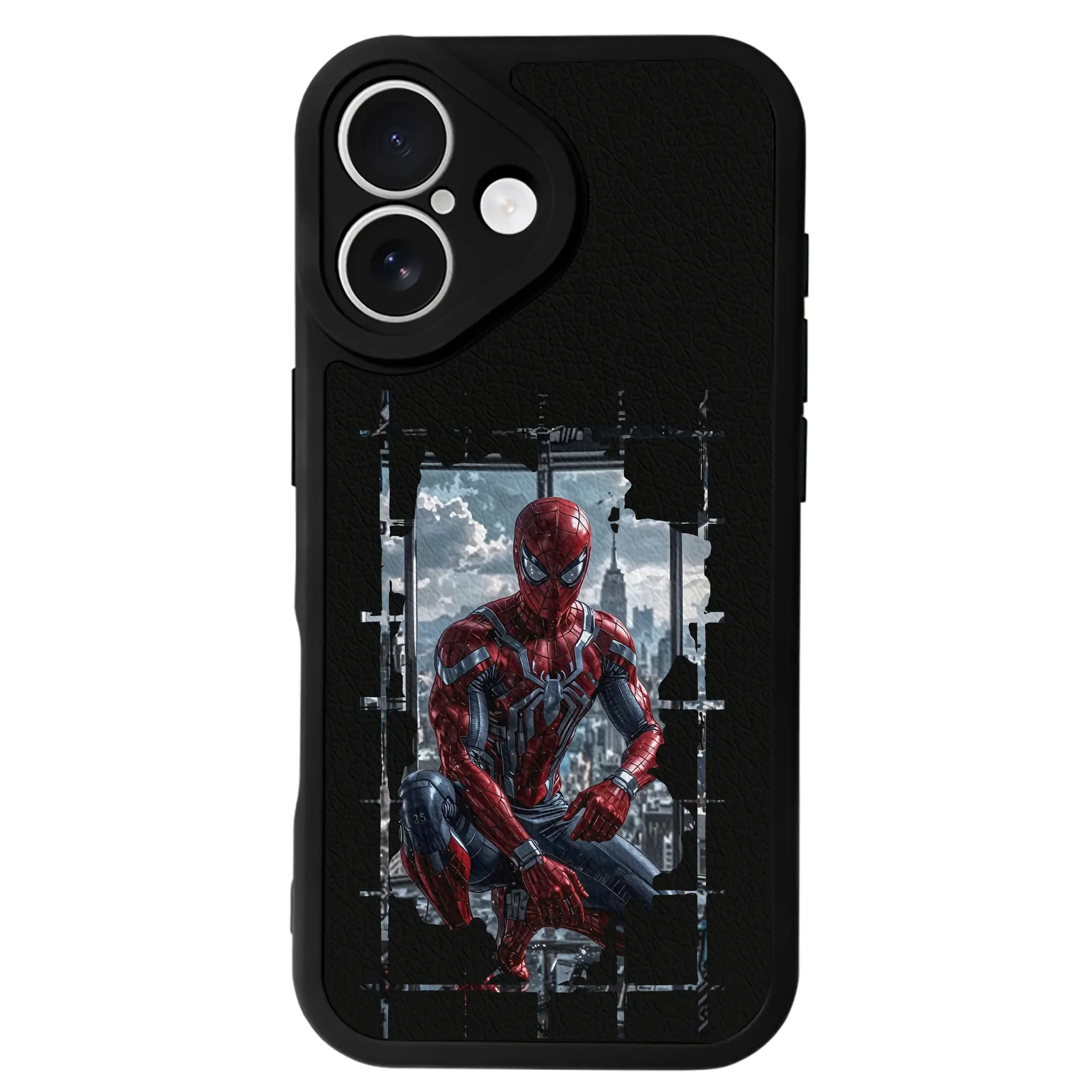 アベンジャーズ (Avenjāzu) グッズ スパイダーマン（Spider-Man） - IPhone 16シリーズ対応 ・ シリコンスマホケース ・ レザー調 ・ 高精度フィット ・ 耐衝撃 ・ ワイヤレス充電対応 ・ 精密カット